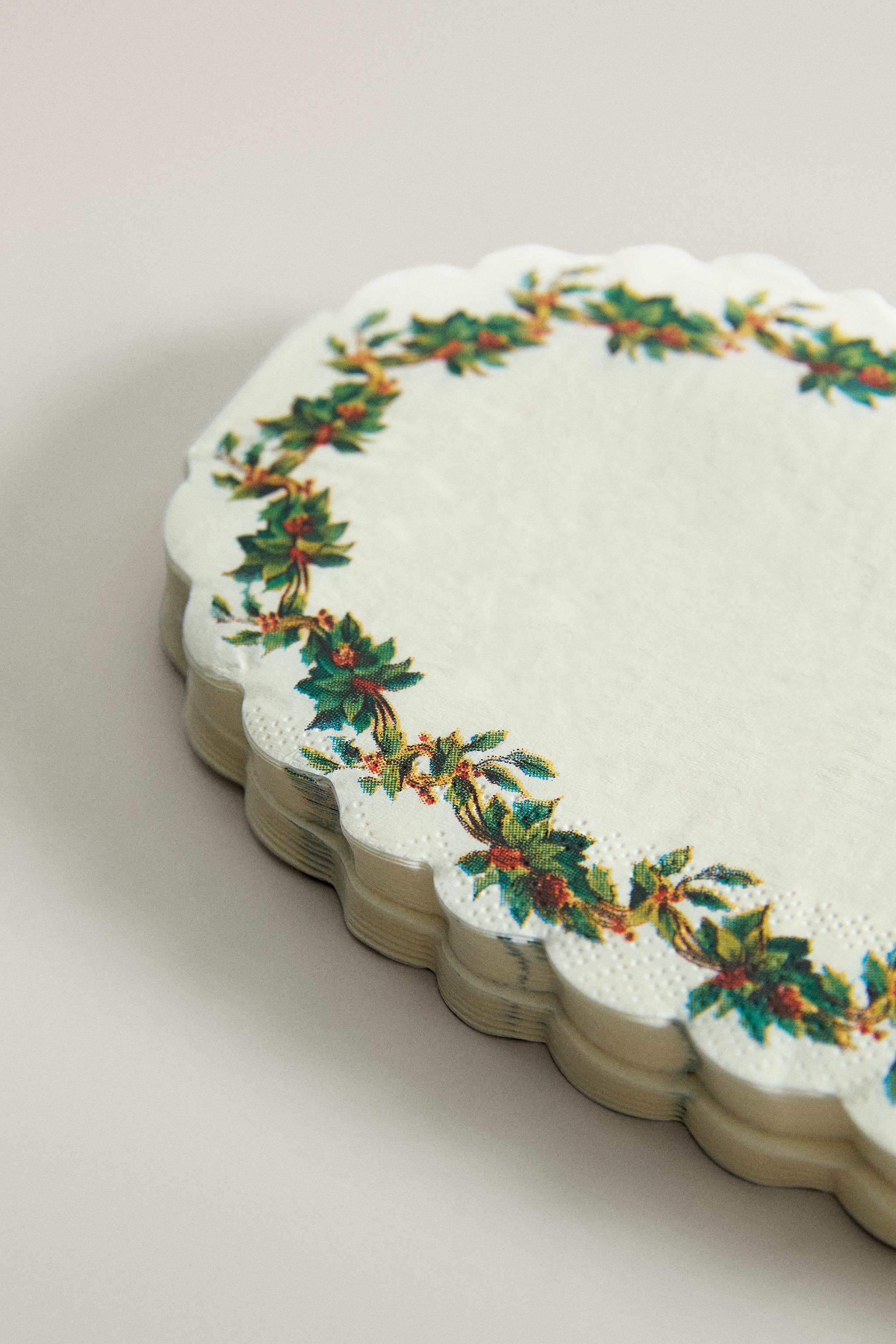 LOT SERVIETTES DE TABLE PAPIER CŒUR NOËL (LOT DE 20)