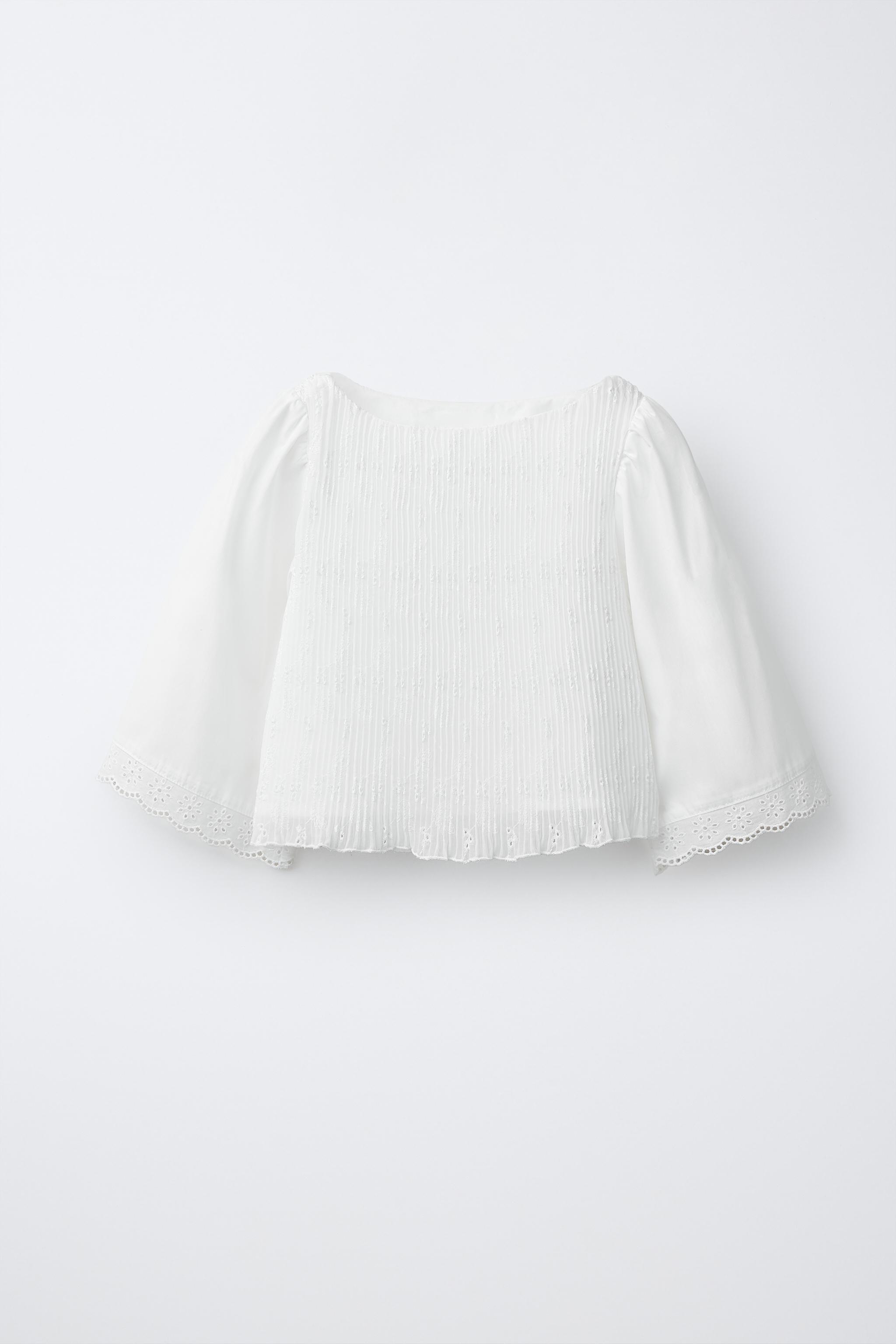 レーストリムプリーツトップス プリーツレーストリムトップス - ホワイト | ZARA Japan / 日本