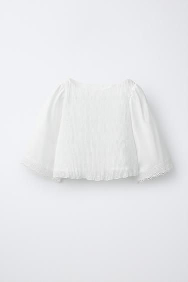 PLEATED LACE TOP - White by Zara - Image 0