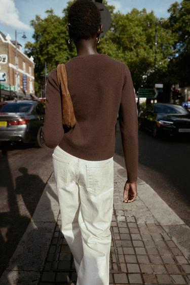 GILET BASIQUE 100 % LAINE - Marron de Zara - Image 2