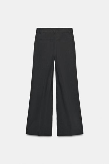 LOW-RISE PINSTRIPE TROUSERS - BLACK/ORANGE by Zara - Image 7
