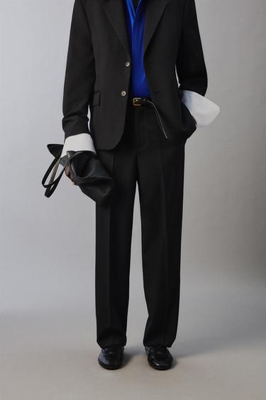 100% WOOL SUIT TROUSERS - Black by Zara