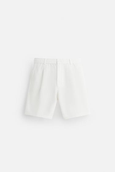 REGULAR-FIT-BERMUDASHORTS MIT STRUKTURMUSTER - Weiß von Zara