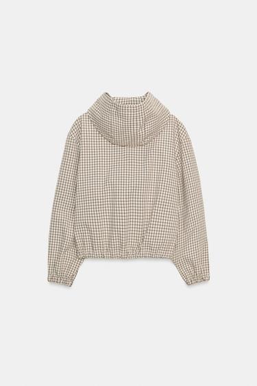 VESTE À CARREAUX À CAPUCHE - Blanc cassé de Zara - Image 6