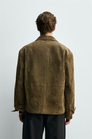 SUEDE LEATHER OVERSHIRT - Khaki by Zara - Image 2