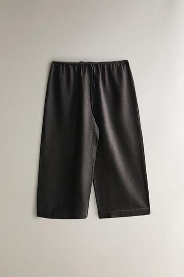CALÇA DE LINHO - Cinza-escuro da Zara