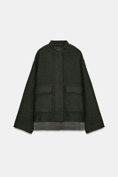 TEXTURED WOOL BLEND JACKET ZW COLLECTION - Khaki by Zara