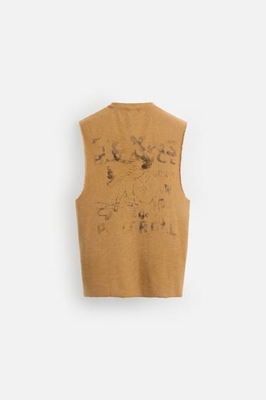 WASHED KNIT PRINT T-SHIRT - Mustard by Zara - Image 7
