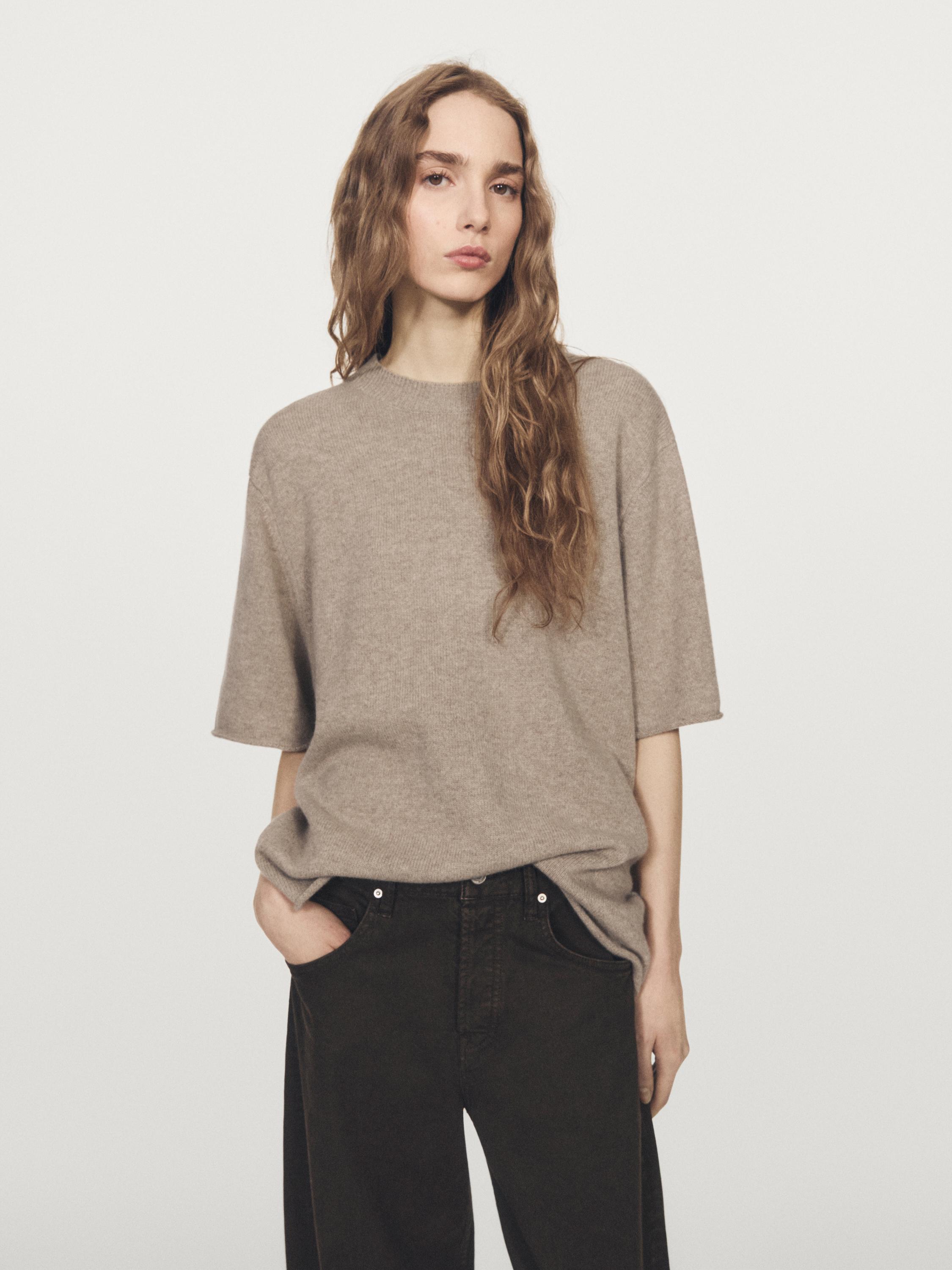 100% wool oversize short sleeve sweater