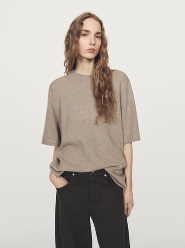 Zara Oversize wool sweater with short sleeves - Black gold