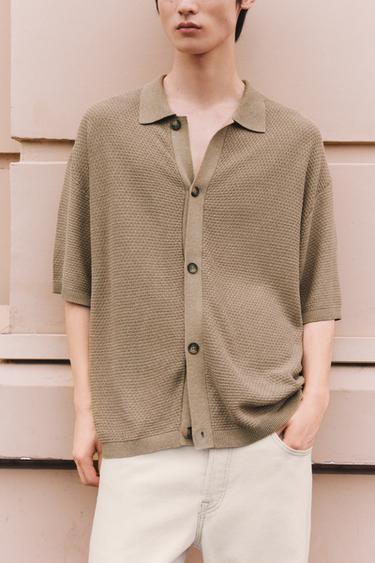 Zara 紋理針織襯衫 - 米色