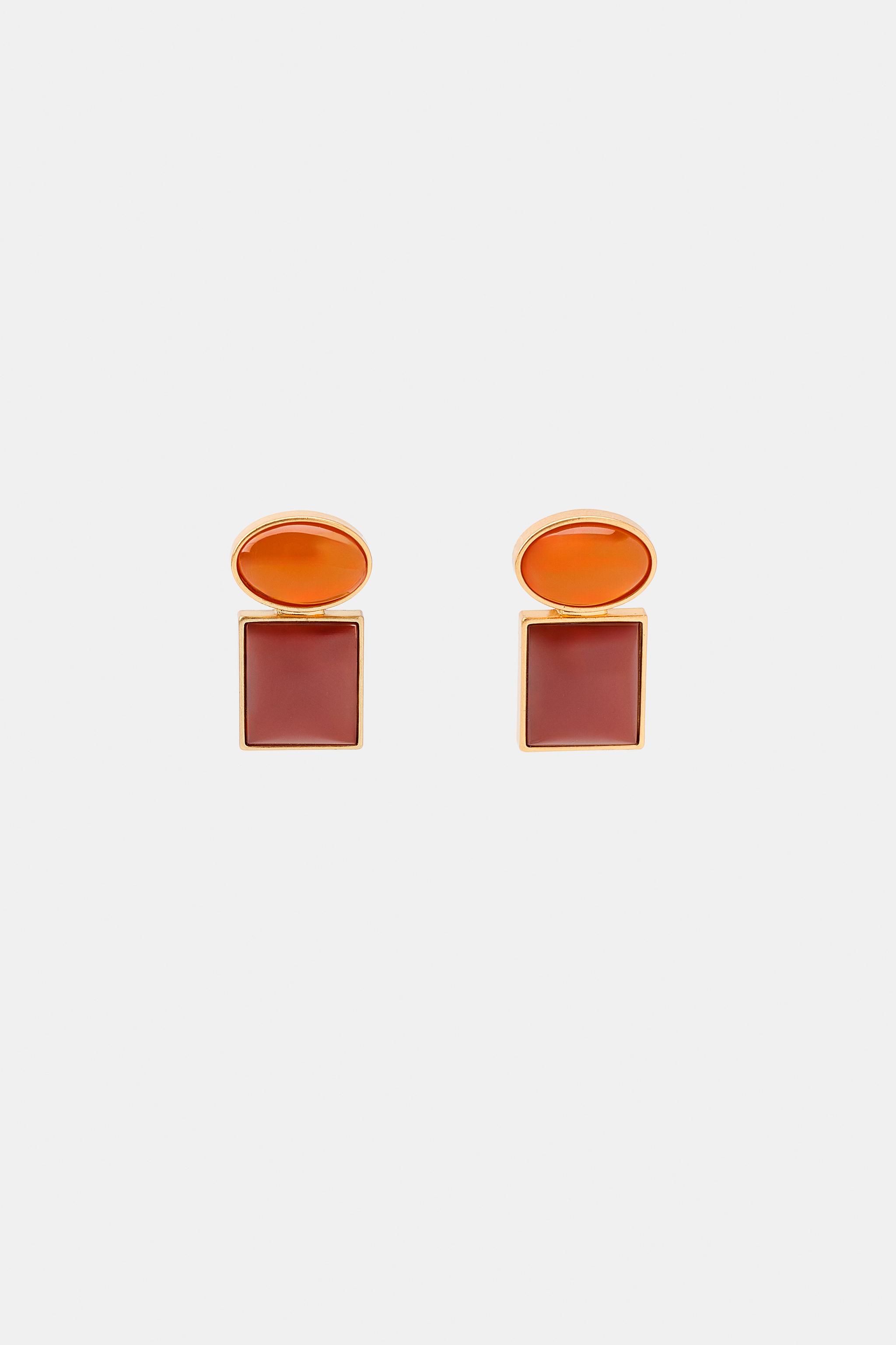 GEOMETRIC RESIN EARRINGS — Orange