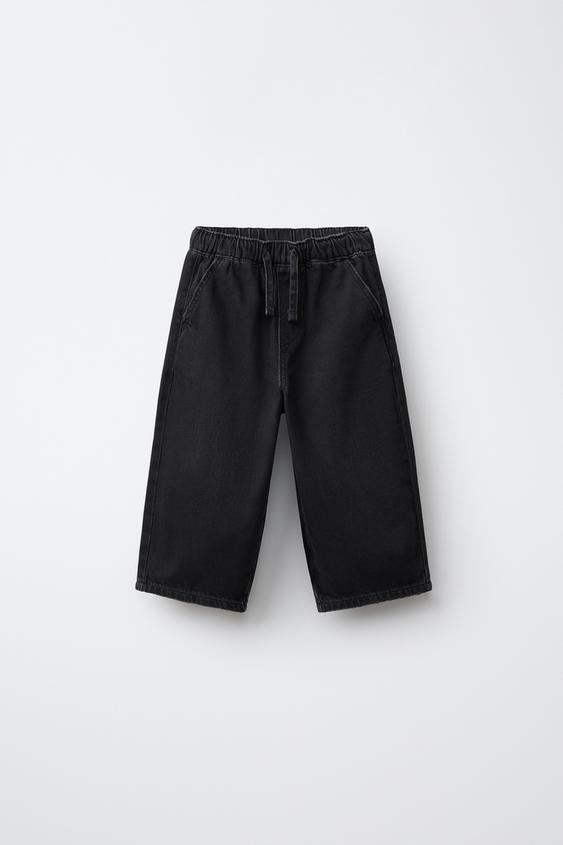 LOOSE TWILL TIE WAIST TROUSERS - Black by Zara - Image 0