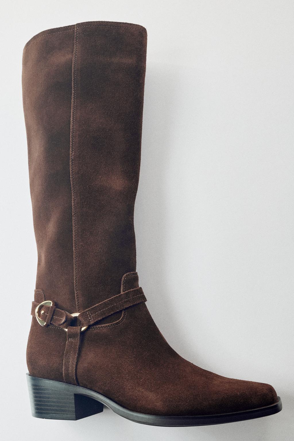SPLIT SUEDE KNEE-HIGH BOOTS