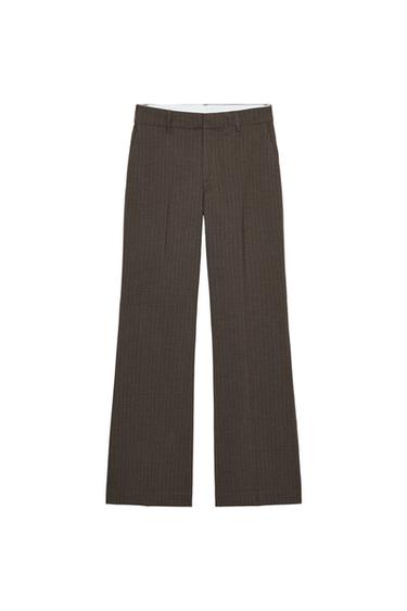 PINSTRIPE TROUSERS - Brown / Ecru by Zara