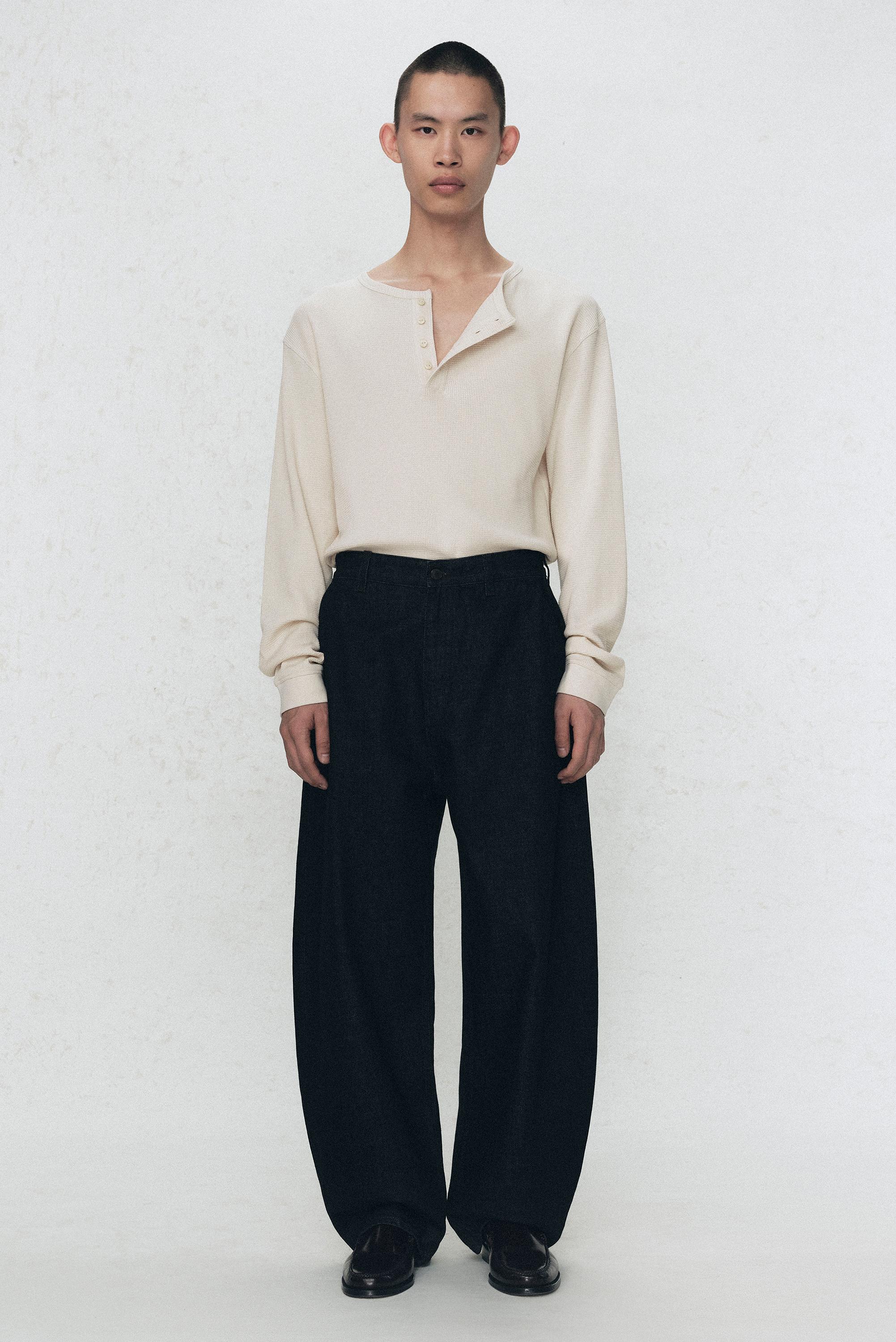 ワイドレッグプリーツデニムパンツ SOSHIOTSUKI x ZARA - インディゴ