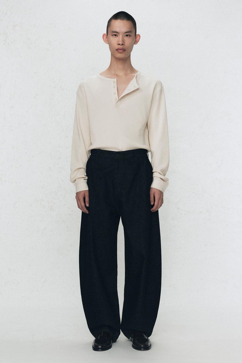 ワイドレッグプリーツデニムパンツ SOSHIOTSUKI x ZARA - インディゴ 