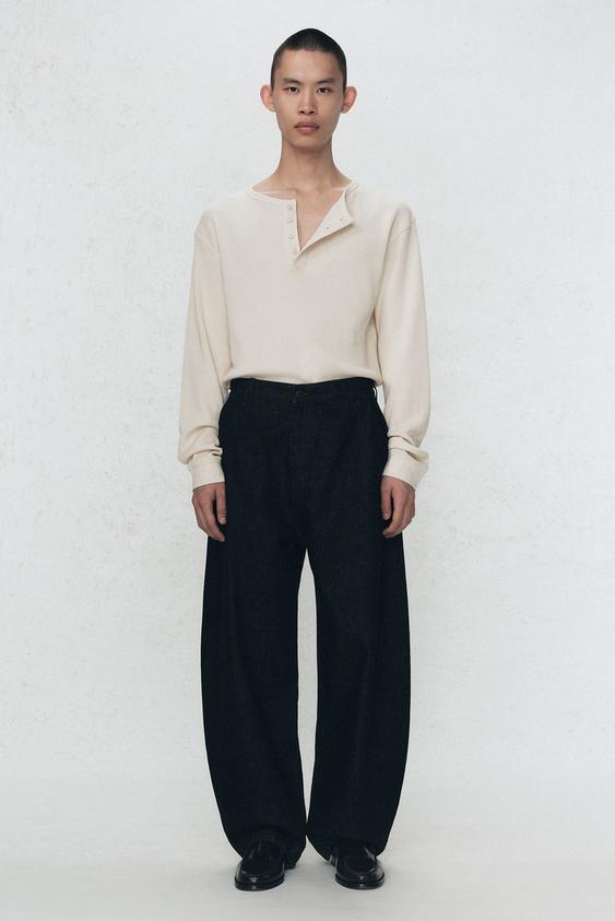 ワイドレッグプリーツデニムパンツ SOSHIOTSUKI x ZARA - インディゴ 