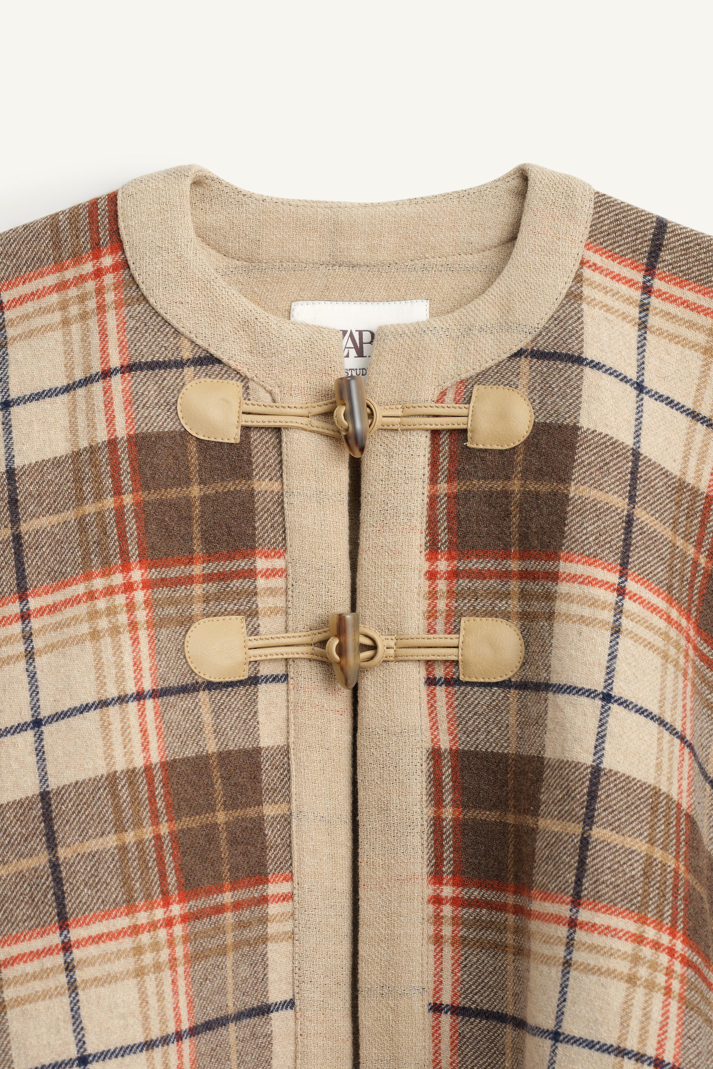 CAPE PONCHO À CARREAUX AVEC LAINE ÉDITION LIMITÉE