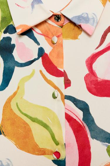 CHEMISE SATINÉE À IMPRIMÉ FLEURI - Multicolore de Zara - Image 8