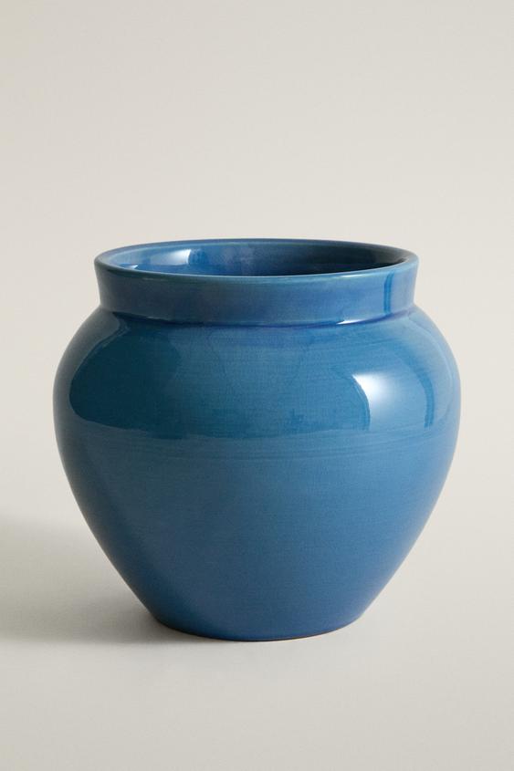 Zara ENAMELLED CERAMIC VASE - Blue / Indigo - Image 0