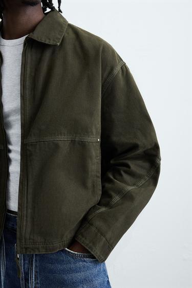 VESTE COUPE DÉCONTRACTÉE DÉLAVÉE - Kaki foncé de Zara - Image 4