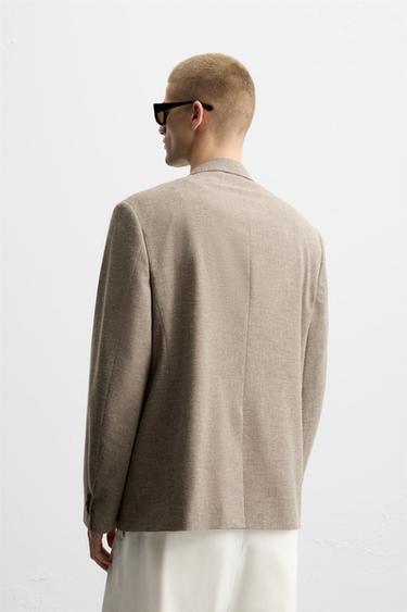 TEXTURED DOUBLE-BREASTED BLAZER - Brown by Zara - Image 3