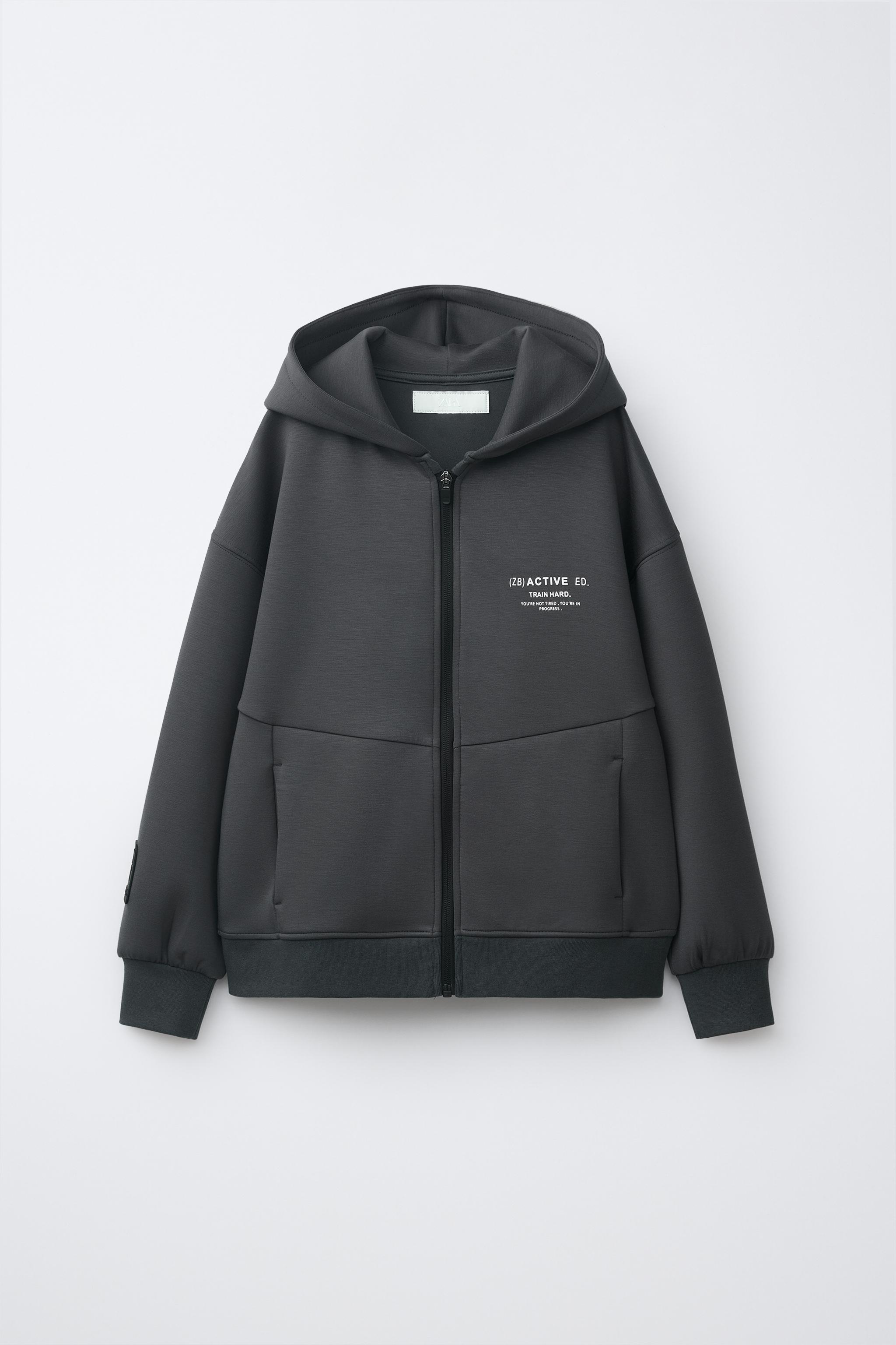 CASACO SPORTY COM CAPUZ - Cinza-antracito | ZARA Brasil