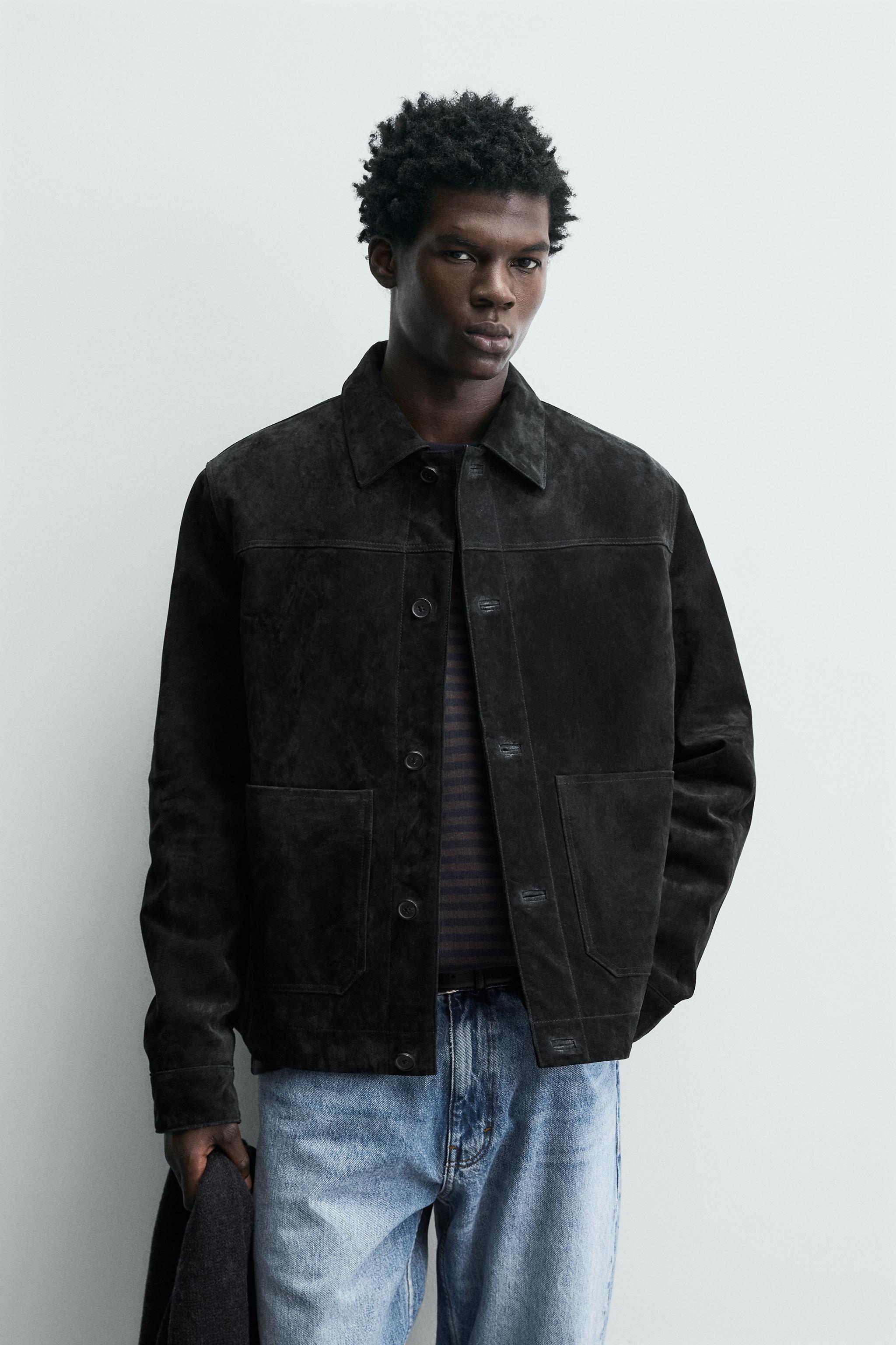 SUEDE LEATHER JACKET - Anthracite Grey | ZARA Australia