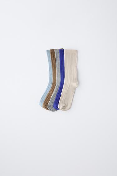 PACK CINCO CALCETINES LARGOS CANALÉ - Azul eléctrico de Zara - Imagen 0