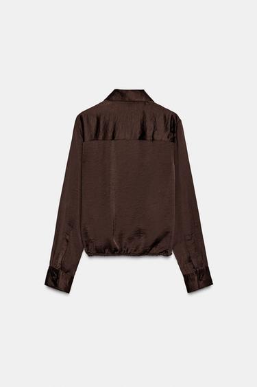 SATIN SHIRT ZW COLLECTION - Brown by Zara - Image 5