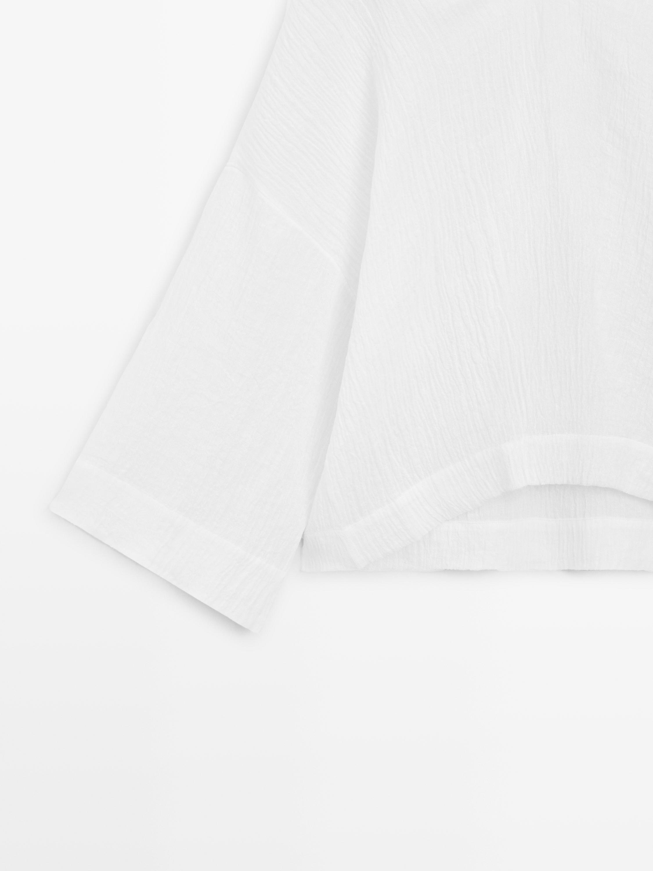 Blouse fluide gaufrée 100 % lin