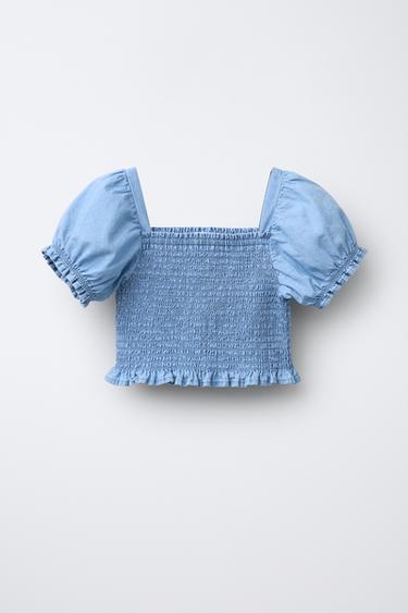 Zara DENIM TOP - Light blue - Image 0
