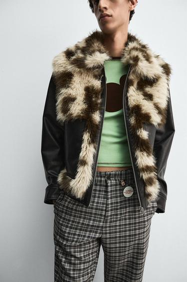 CONTRAST FAUX LEATHER JACKET HARRY LAMBERT FOR ZARA X DISNEY - Brown by Zara - Image 5