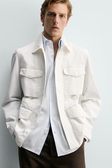 VESTE REGULAR FIT À POCHES - Blanc cassé de Zara - Image 5