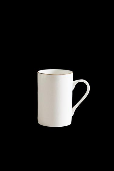 RIMMED BONE CHINA MUG - Gold by Zara