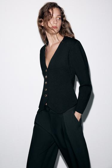 CASACO DE TRICÔ COM BOTÕES - Preto da Zara