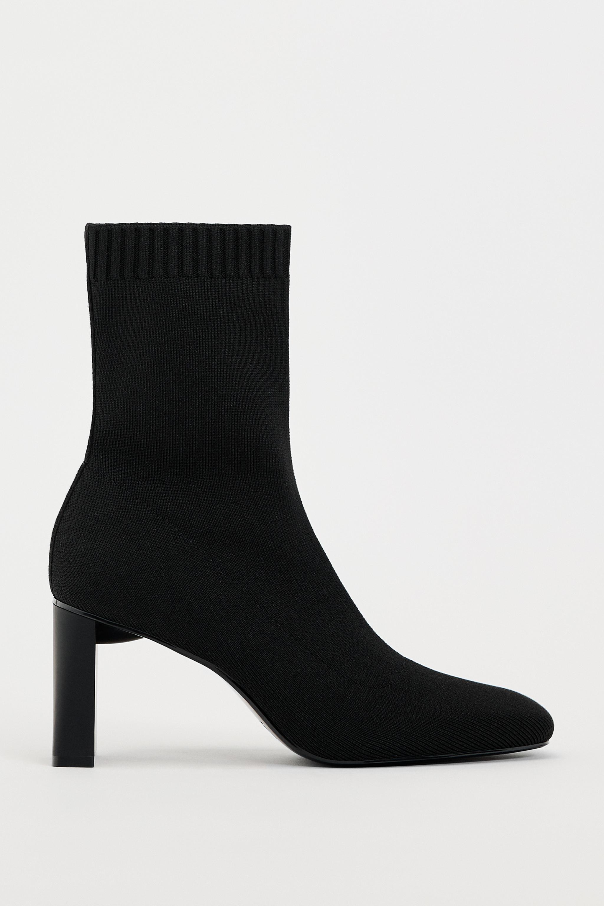 HEELED MESH ANKLE BOOTS - Black
