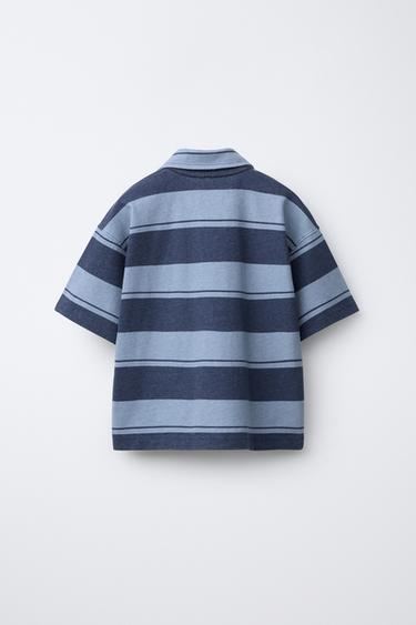 STRIPED SWEATSHIRT POLO SHIRT - Blue by Zara - Image 1