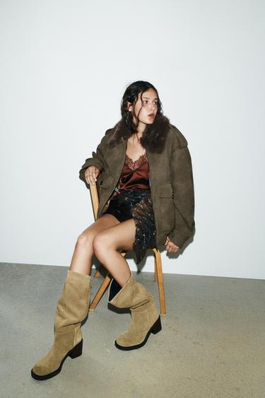 VESTE EFFET DAIM COL AMOVIBLE - Kaki de Zara - Image 6