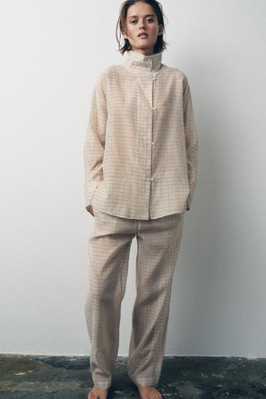 Zara PLAID SHIRT - Ecru - Image 0