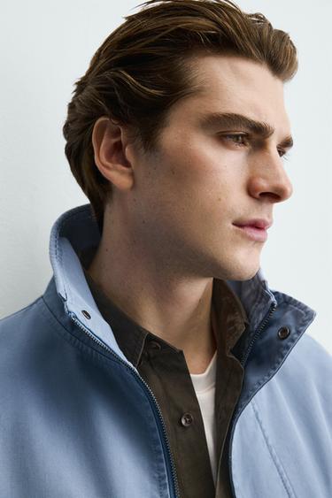 REGULAR FIT WASHED COTTON JACKET - Light blue by Zara - Image 4