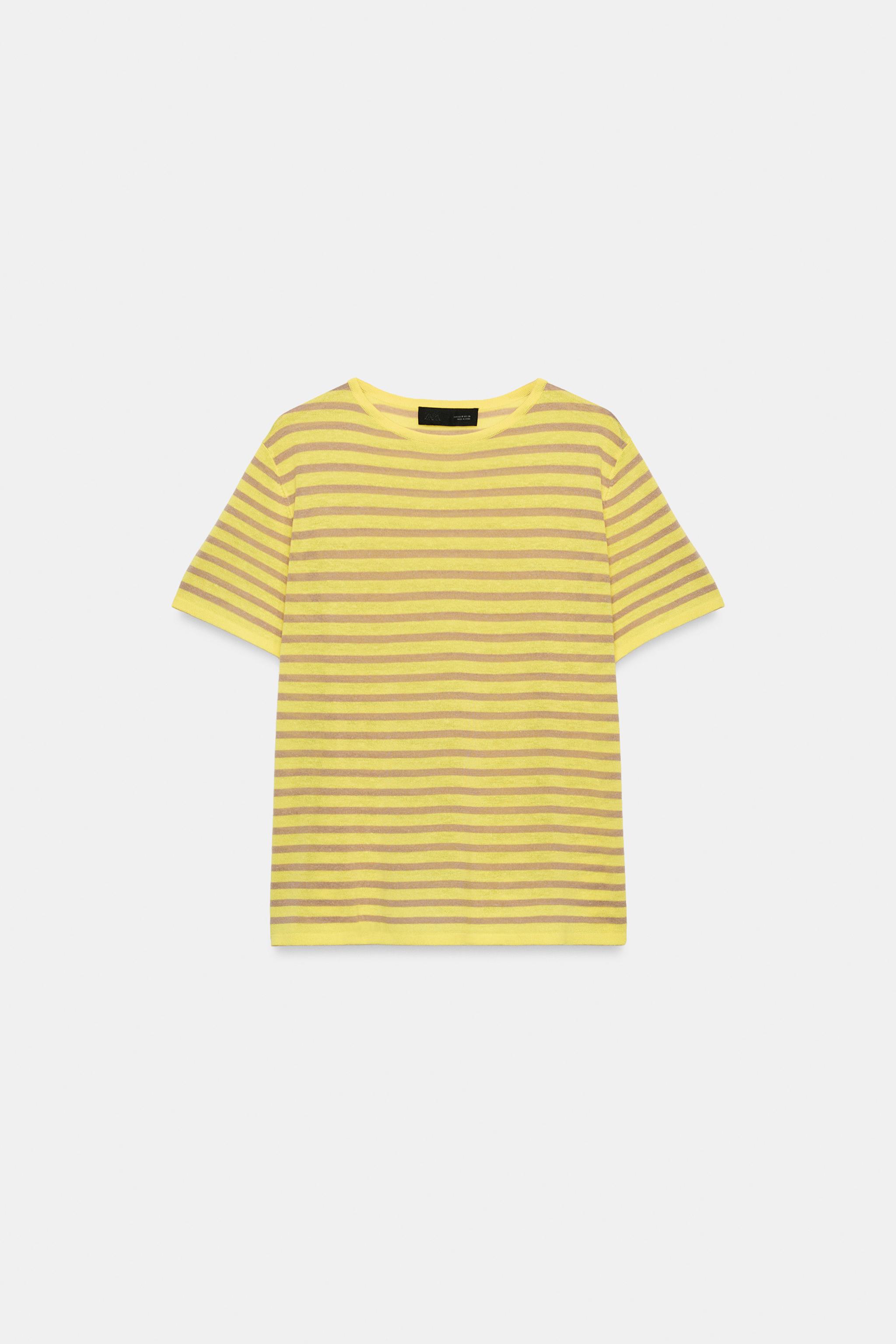 STRIPED KNIT TOP - Yellow | ZARA India