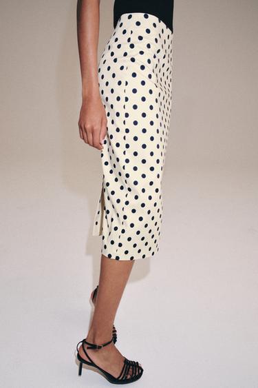 ZW COLLECTION POLKA DOT PENCIL SKIRT - Ecru / Black by Zara
