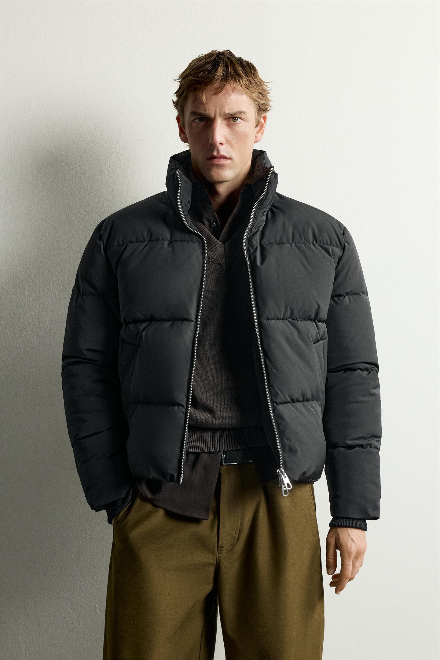 Куртка Zara Water-Repellent Puffer, цвет: Чёрный — фото 2