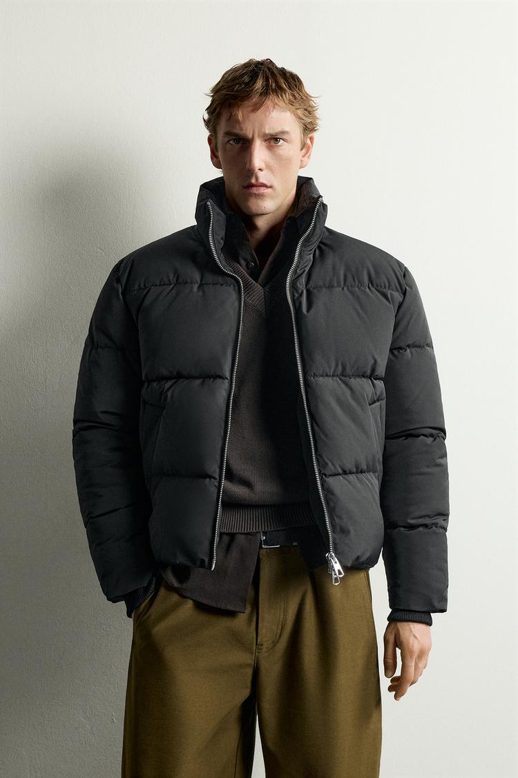 WATER-REPELLENT PUFFER JACKET — Black