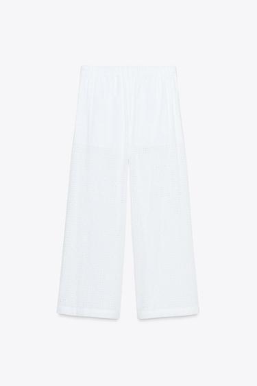 PANTALON JUPE-CULOTTE BRODERIES AJOURÉES - Blanc de Zara - Image 7