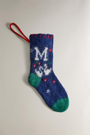 LETTER ‘M’ CHRISTMAS STOCKING DECORATION - Electric blue by Zara - Image 0