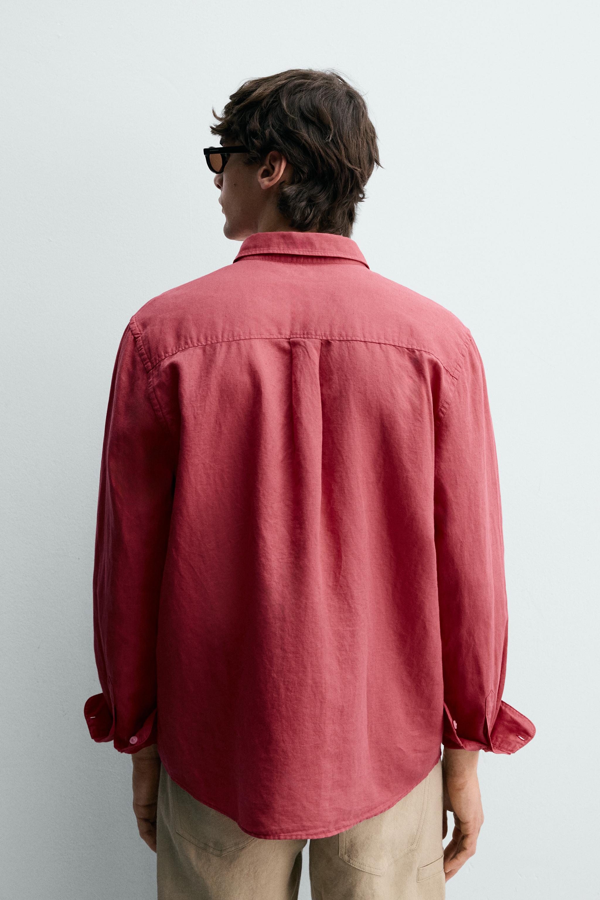 REGULAR FIT LINEN - COTTON SHIRT