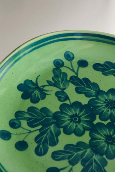 ASSIETTE PLATE GRÈS FLEURS - Bleu / Vert de Zara - Image 4